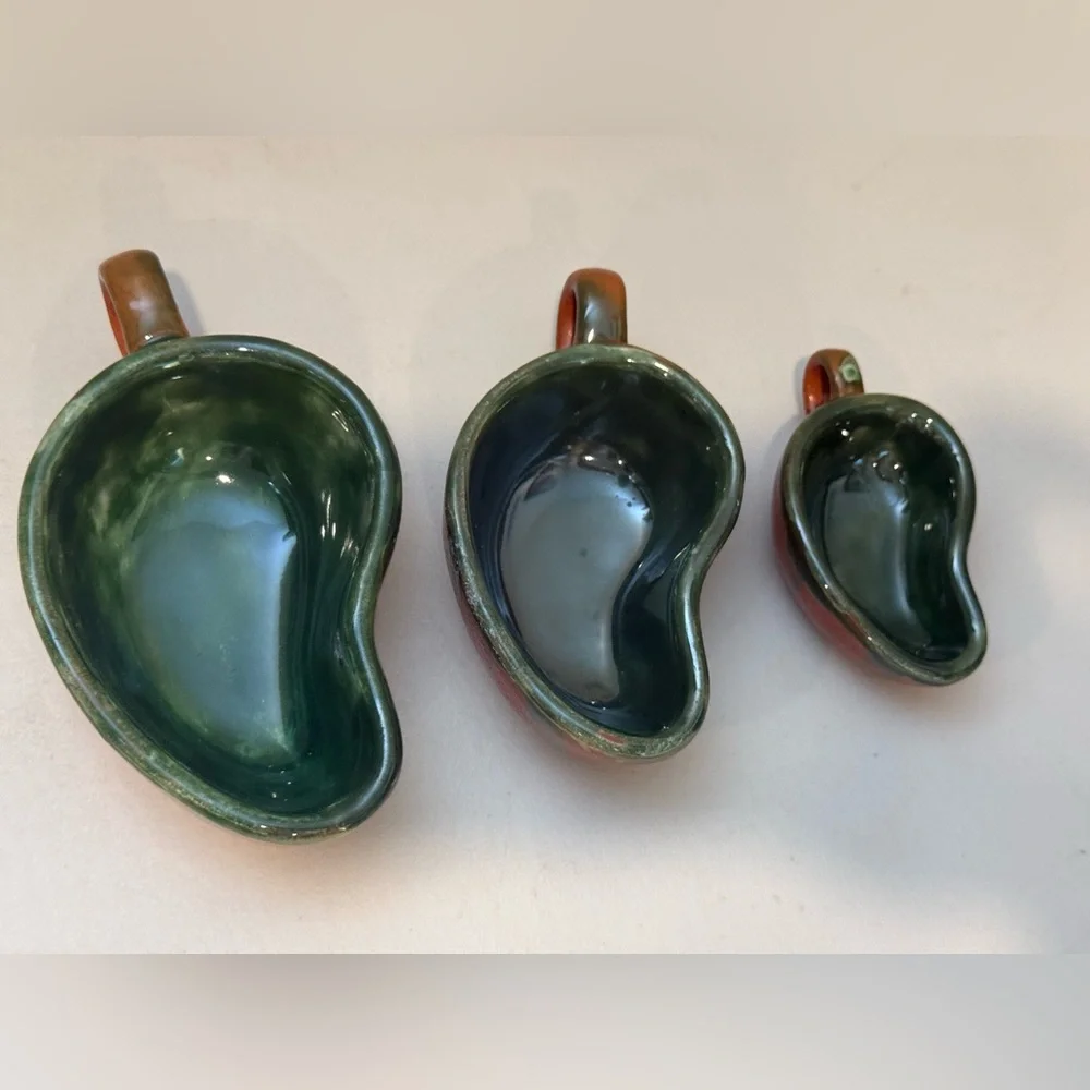 Set of 3 Williams Sonoma Redware‎ Style Glazed Chili Pepper Bowls Jalapeno Cups